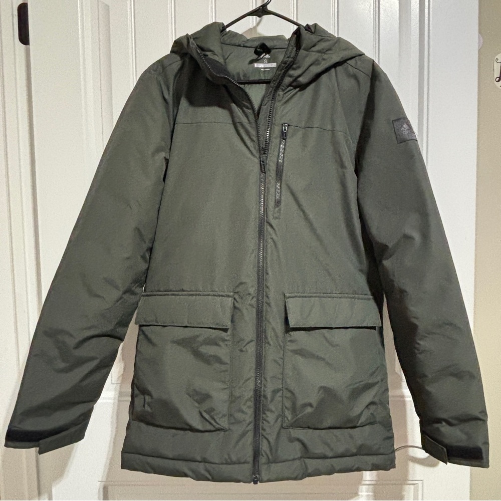 Adidas Men’s Small Olive Green Hooded Puffer Jacket Winter Coat